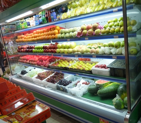 Refrigerador aberto do supermercado/verticalmente refrigerador comercial para o fruto
