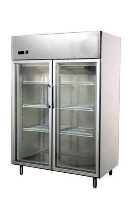 Refrigeradores de vidro 1200L da porta da verticalidade dois de aço inoxidável, 1400x890x2050