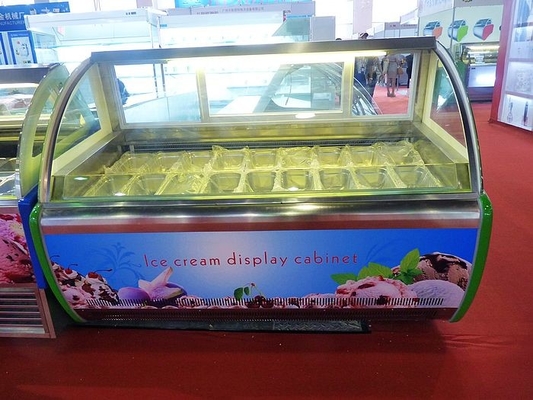 Gelado de aço inoxidável da estação da sobremesa que mergulha os tanques do congelador 16 da exposição
