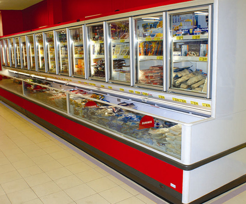 Congelador da combinação com porta de vidro, refrigerador comercial do uso eficaz da energia da exposição 1600w