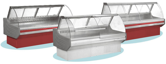 Refrigerador da exposição carne vermelha/branca, 0°C - o supermercado fino 10°C indica o refrigerador para a loja