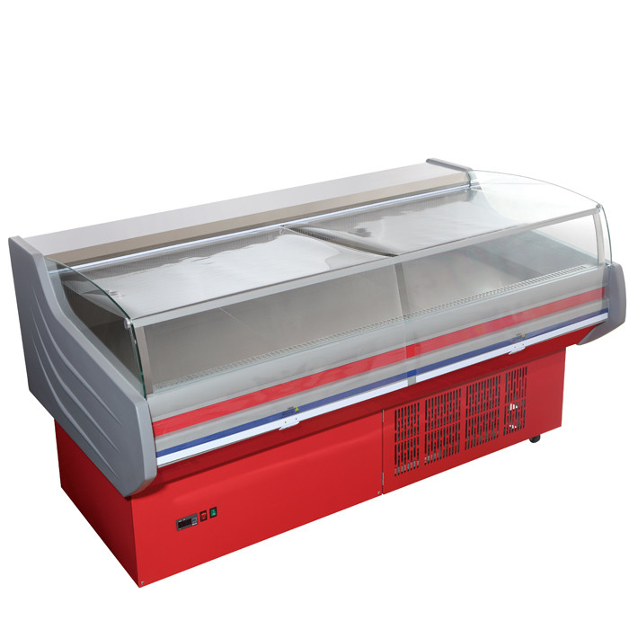 CE livre ROHS do contador do refrigerador da exposição da carne de Frost da loja com vidro curvado