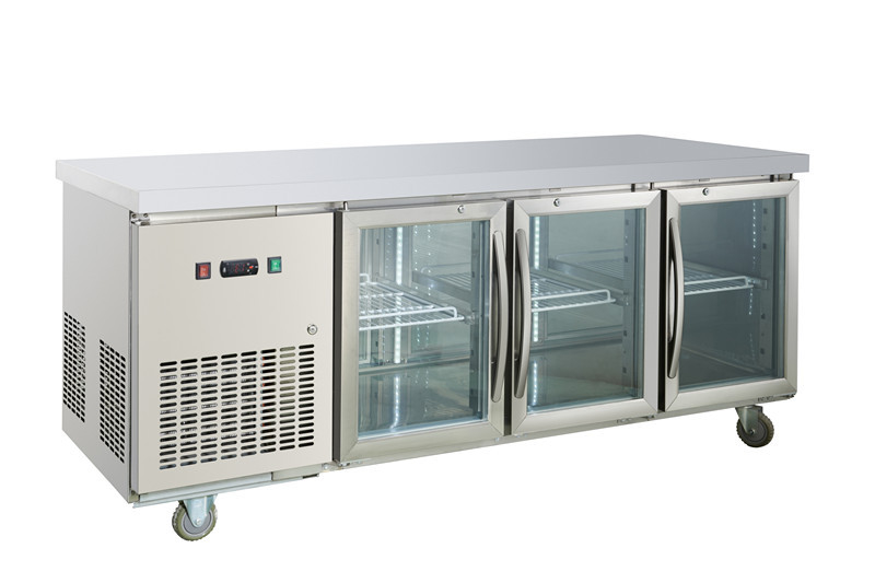 congelador de refrigerador compacto da barra de vidro da parte traseira de porta 350L três com refrigerar ventilado