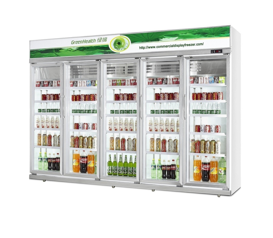 Grande congelador de vidro comercial branco da porta porta de 5 vidros para o refrigerador da bebida