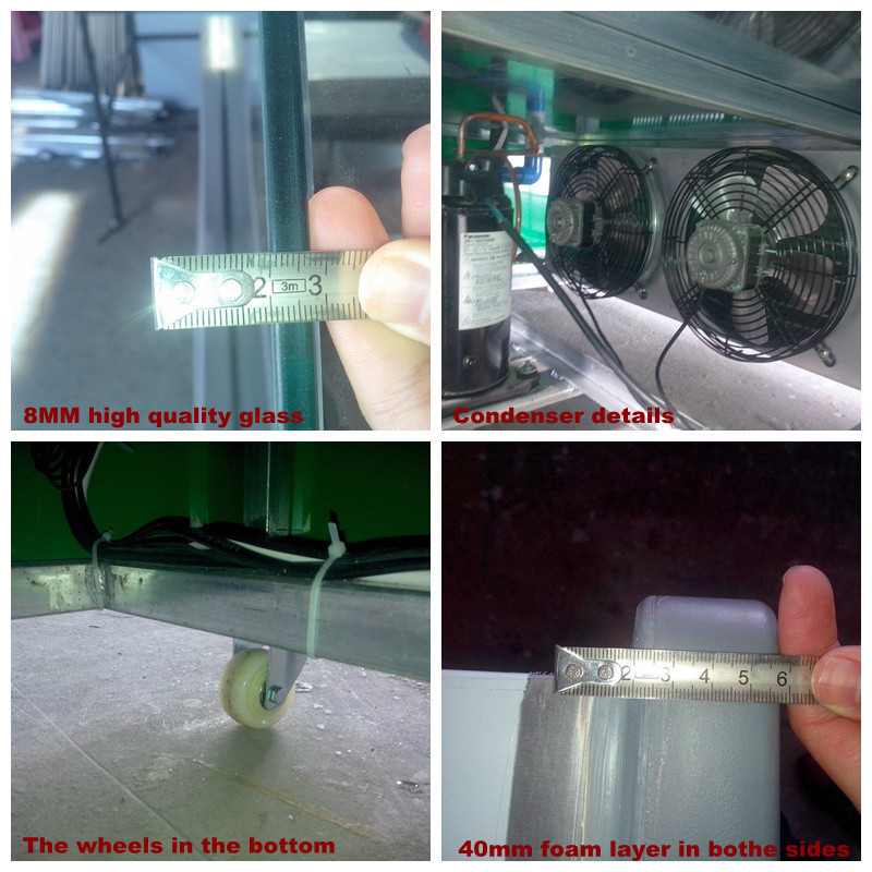 O supermercado fino indica o refrigerador 1.2m - 30m com portas de levantamento/portas deslizantes