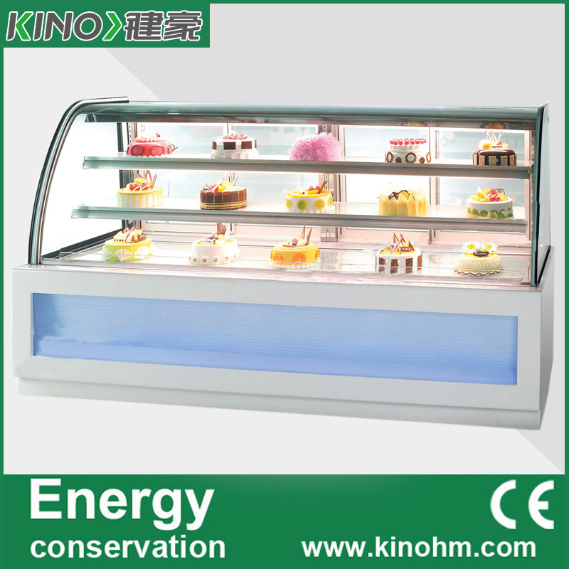 A venda da fábrica de China, supermercado fino frio indica a mostra, refrigerador da exposição do bolo, mostra da pastelaria da sobremesa